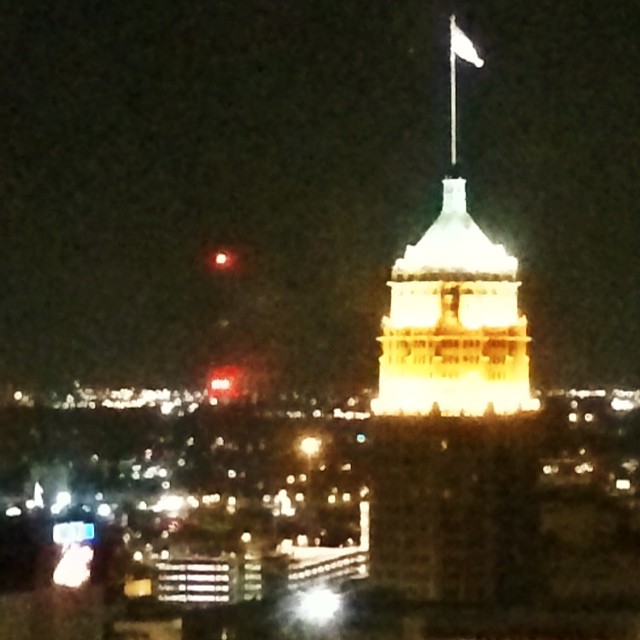 Close-up from our hotel room of Sam Antonio. #sanantonio