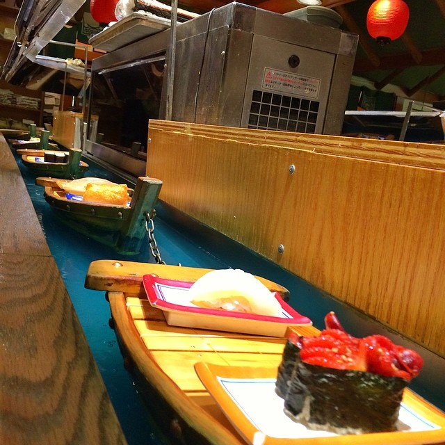 Night ends with my favorite #sanfrancisco restaurant -- Suishi Boat! I have been waiting for one in #plazamidwood #clt #northcarolina for 10 years now!
