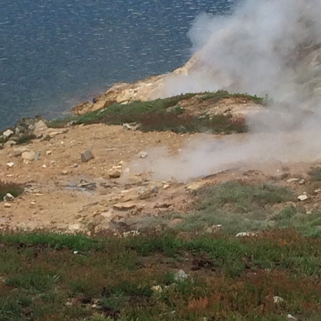 Yellowstone Lake with its own geysers.