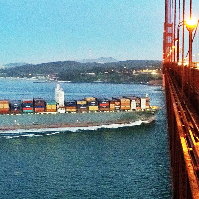 Ship crossing under@ #goldengate bridge #sanfrancisco #california
