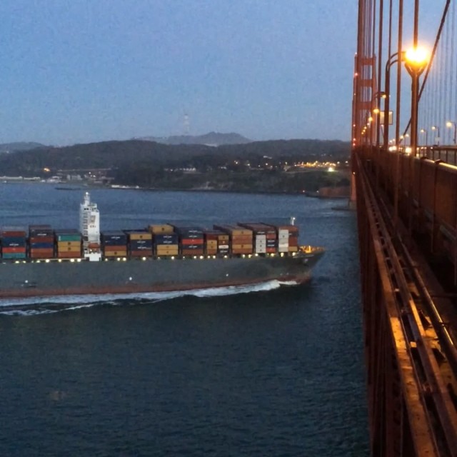 Ship passes under #goldengate in #sanfrancisco #california