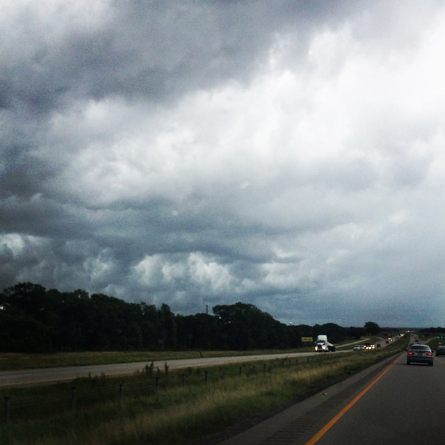 Texas clouds being watched closely as we drive to Galveston.