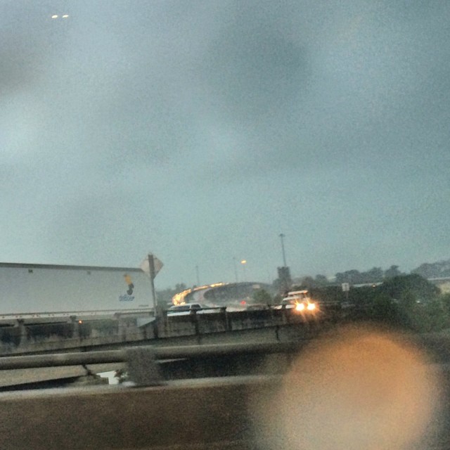 Crossing the Mississippi in rush hour in the rain.