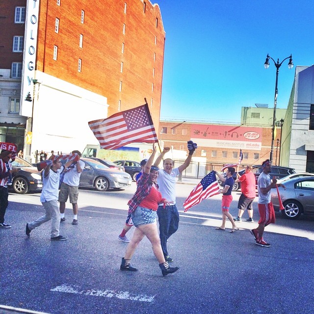 Celebrating the US Soccer win