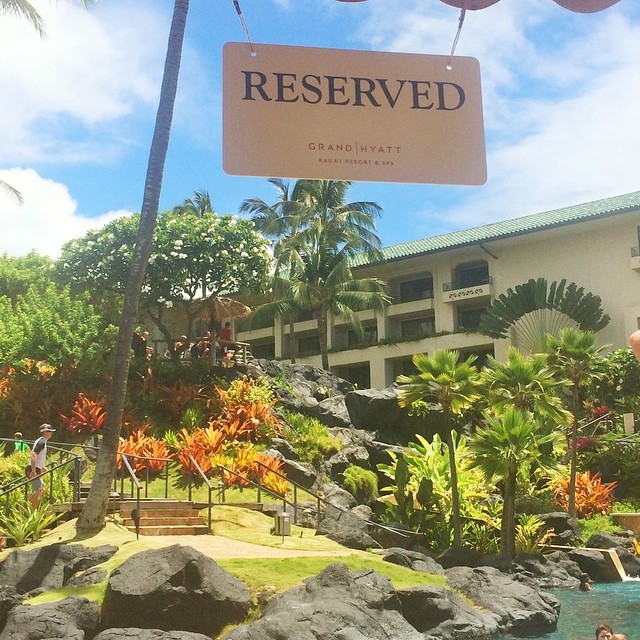 Not trying to brag, but 10 years of saving up points for this cabana by the pool. #kauai #hawaii #hyatt #grandhyattkauai