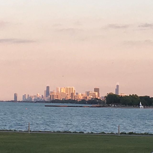 Downtown #chicago from #northwesternuniversity at #sunset