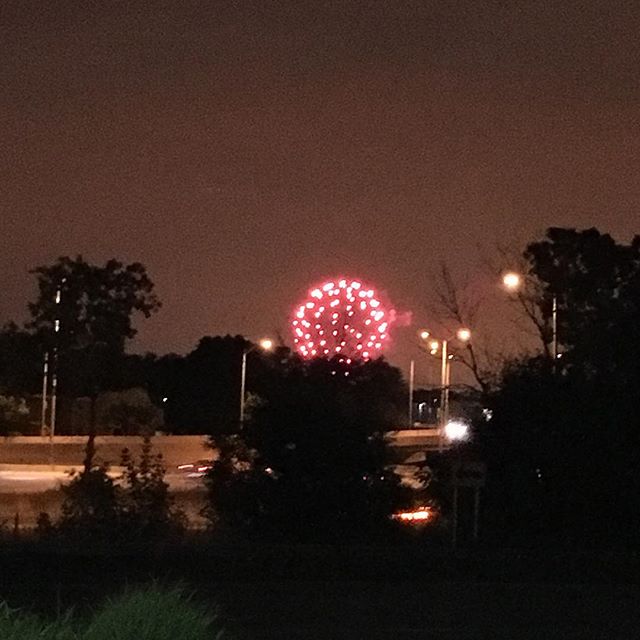 Fireworks over highway. #wilmette tonight and #evanston early followed by #chicago