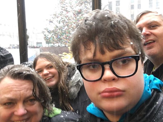 Snowing on us at Rockefeller Center under the tree.