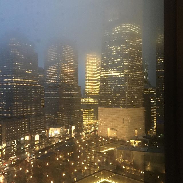So foggy you can’t see the tops of the buildings. #workingintheclouds #wtc
