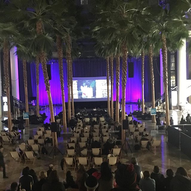 #mamamia Movie  under the palms at #brookfieldplace NYC. #movieunderthepalms @piercebrosnanofficial